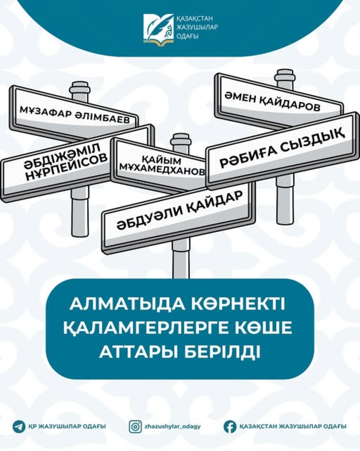 Алматыда көрнекті қаламгерлерге көше аттары берілді